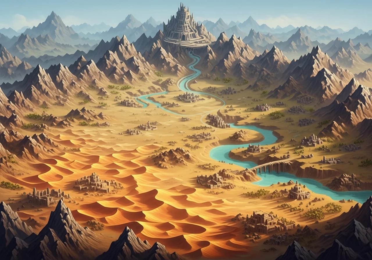 3d Fantasy Mountain And Sand Map
