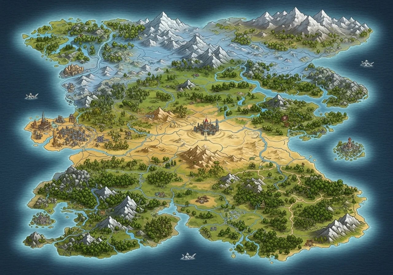 Parchment World Map Example