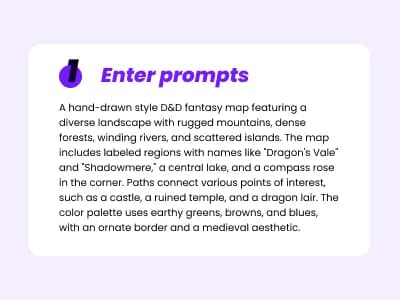 Enter a prompt to describe your fantasy map - AI map generator step 1