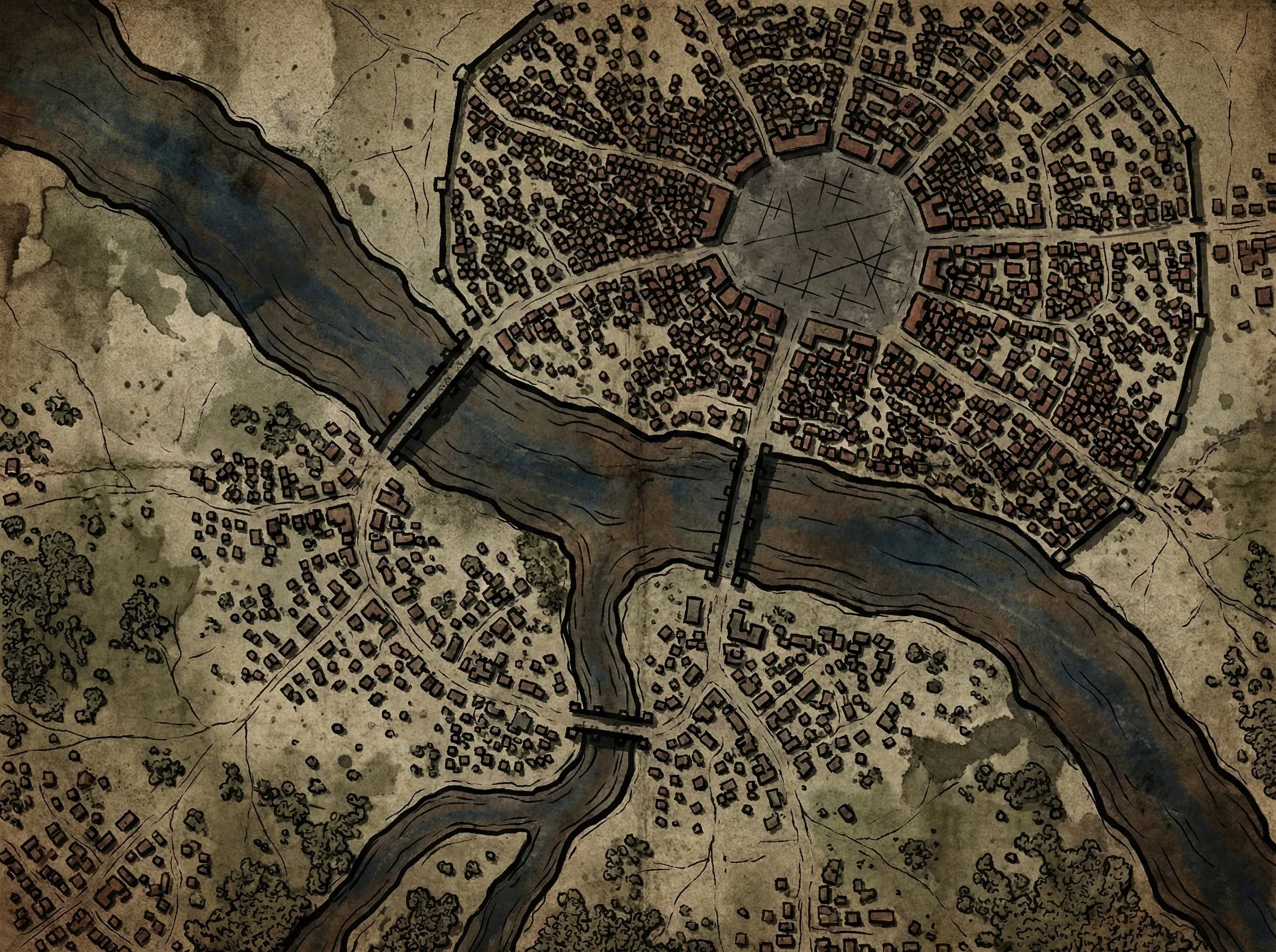 Watercolor City Maps