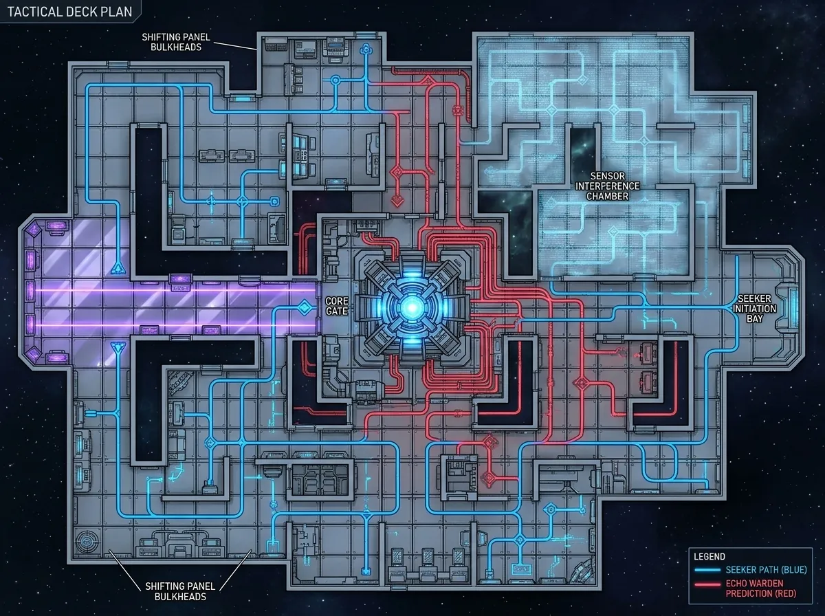 Plan de pont sci-fi comme battlemap tactique pour rencontres de combat JDR en vaisseau et station spatiale