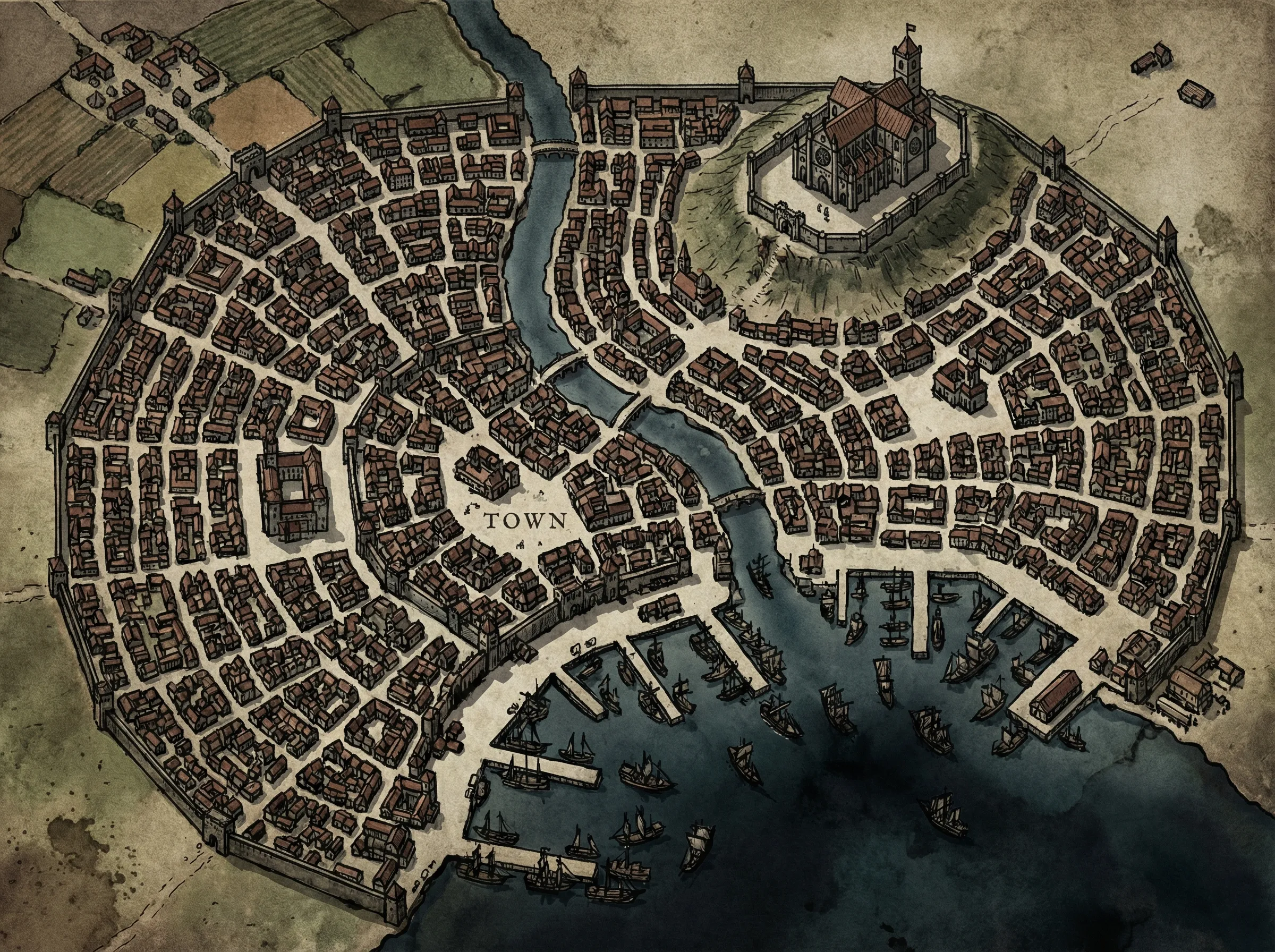 Watercolor Cities Map Example